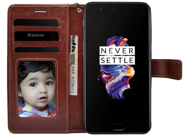 Bracevor OnePlus 5 Flip Cover Case : Inner TPU, Premium Leather Wallet Stand - Executive Brown