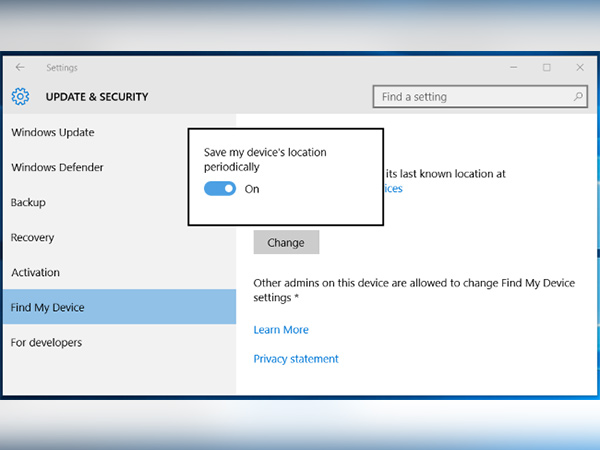 How to enable Windows laptop tracking feature