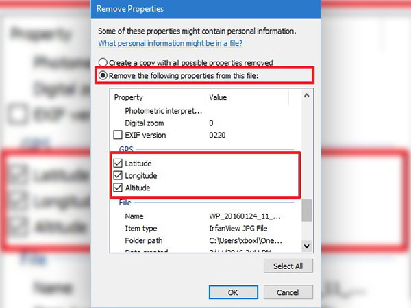 Remove personal info from photos in Windows 10