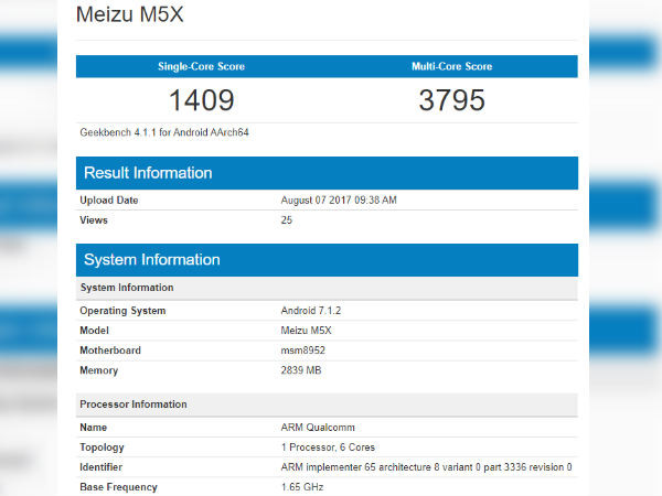 Meizu M5X featuring Android Nougat, 3GB RAM spotted online