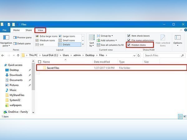  Hide files and folders using File Explorer