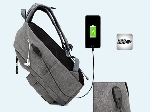 Goatter Canvas Material School Backpack & Laptop Backpack With USB Charging Point