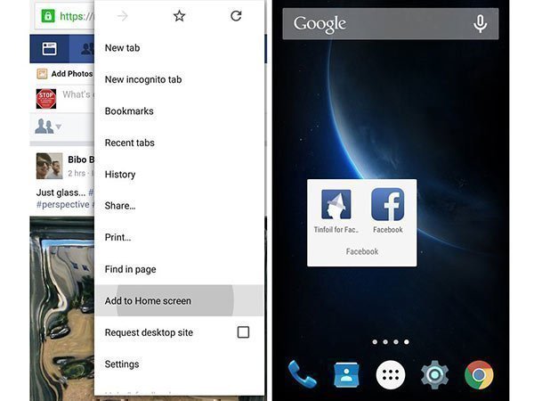Create shortcuts on home screen