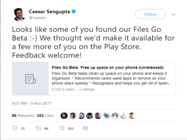 Google releases beta version of Files Go app