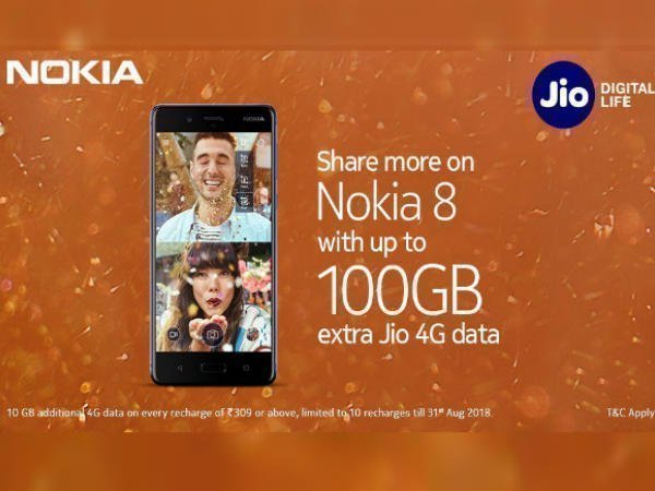 Reliance Jio to offer data benefits on purchase of Nokia 8 & 5 phones