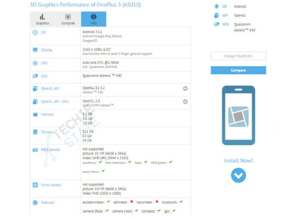 OnePlus 5T spotted on GFXBench: Now we have some idea about the specs 