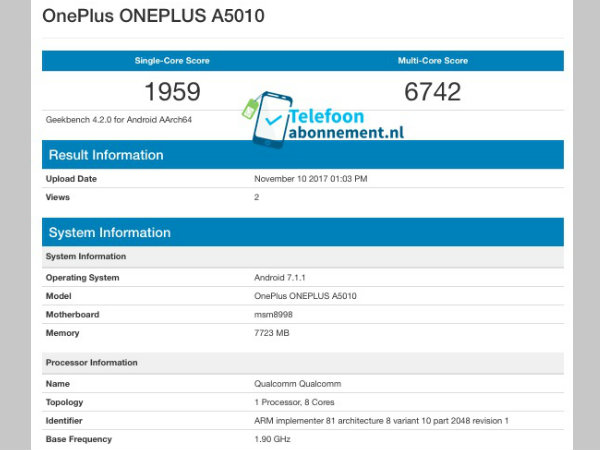 OnePlus 5T appears on Geekbench: Impressive scores and specs reveal