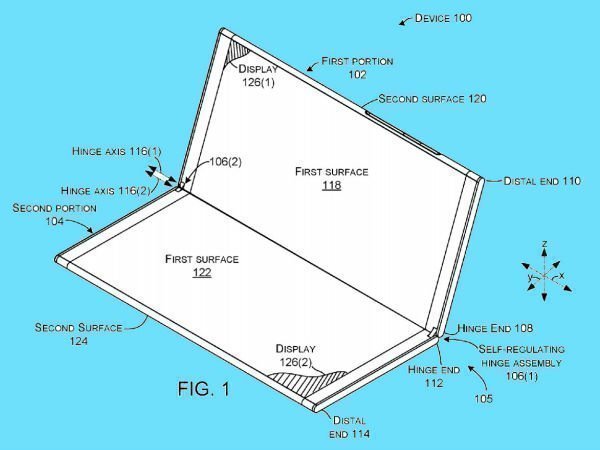 Microsoft files patent for Surface Phone with self-regulating hinge