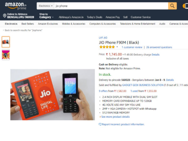 After OLX, Reliance JioPhone is available on Amazon India