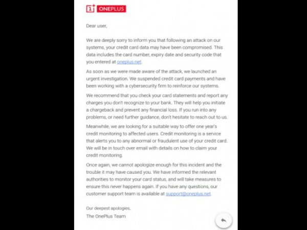 OnePlus admits up to 40,000 customers affected by credit card breach