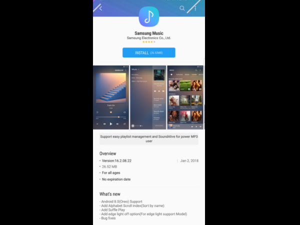 Samsung Music app gets Android 8.0 Oreo support in a new update
