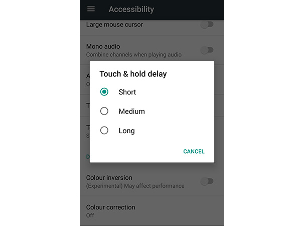 Touch and hold delay 