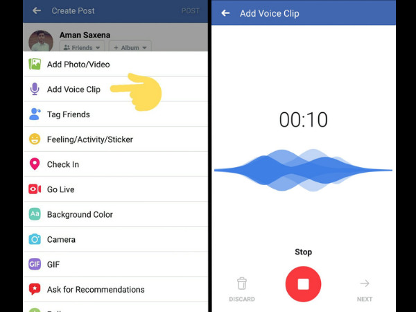 Facebook is testing Voice Clips feature for status updates in India
