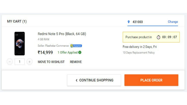 Flipkart gets 15-minute check out window for Xiaomi Redmi Note 5 Pro