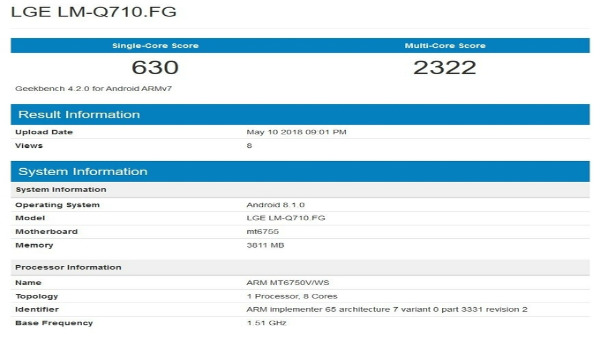 LG Q7 with MediaTek Helio P10 SoC and 4GB RAM visits Geekbench 