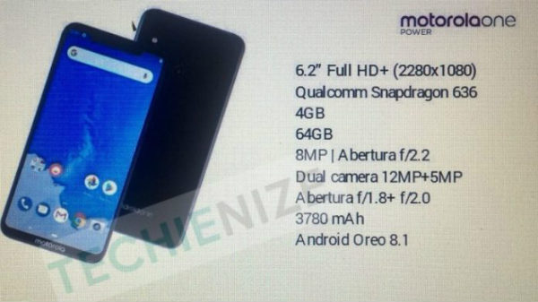 Motorola One Power full specifications leak Motorola One Power full specifications leak