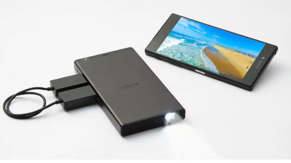 Now connect you gaming console with Sony's portable mobile projector 