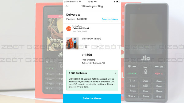 Reliance JioPhone available at Rs. 500 discount on Paytm Mall