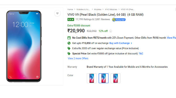 Flipkart Big Shopping Day Sale: Now grab Vivo V9 for as low as Rs 7750