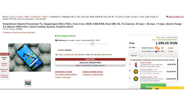 Xiaomi POCOPHONE F1 online store listing reveals price and specs