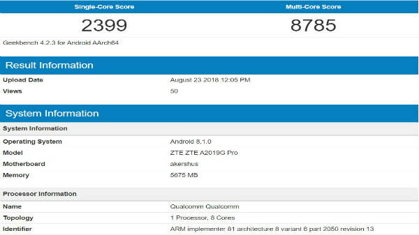 ZTE Axon Pro with Snapdragon 845 SoC and 6 GB RAM spotted on Geekbench ZTE Axon Pro with Snapdragon 845 SoC and 6 GB RAM spotted on Geekbench