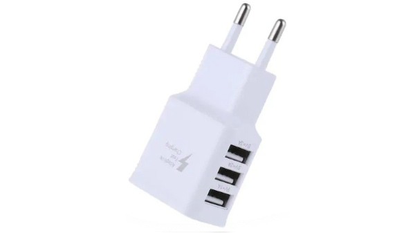 Rs 250 for EU Plug Universal 2A 3 USB Ports White Multifunctional Quick Travel Charger Adapter