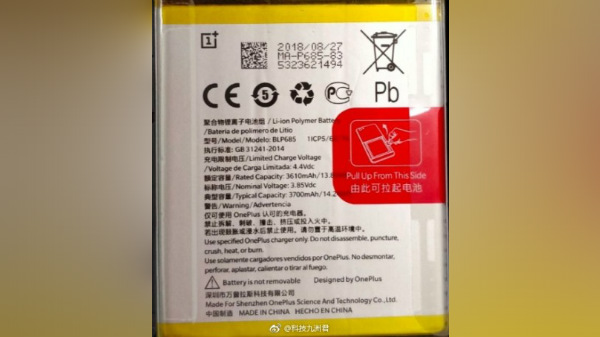 OnePlus 6T to employ a 3700mAh battery, hints leaked image