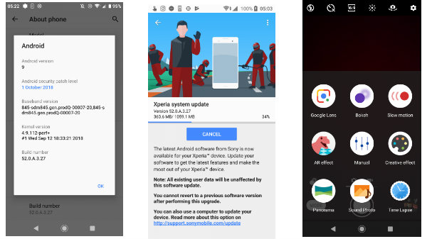 Android Pie rolling for Sony Xperia XZ2 and XZ2 Compact