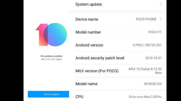 MIUI 10 based on Android 9 Pie now available for the Poco F1