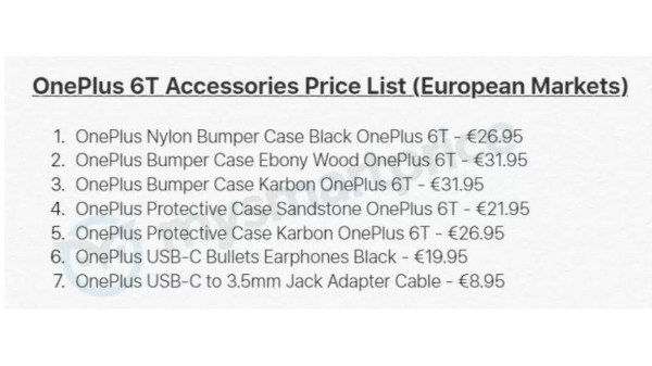 OnePlus 6T accessories price leaked: USB-C Dongle might cost Rs 755