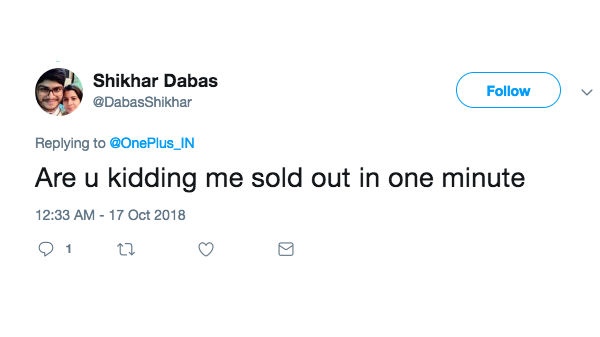 OnePlus 6T launch event vouchers sold out within seconds of going live