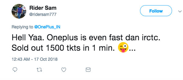 OnePlus 6T launch event vouchers sold out within seconds of going live
