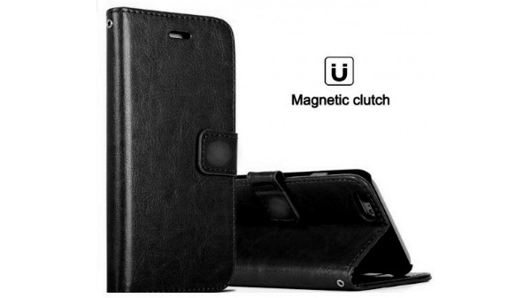 Newbee™ Samsung Galaxy A7 2018 Flip Cover Case, Premium Quality Kickstand Wallet Card Holder Phone case (Black)