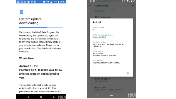 Xiaomi Mi A2 receives Android 9 Pie update (beta): How to download?