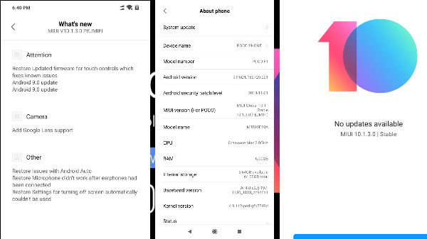 Android 9 Pie stable update (MIUI 10.1.3.0) now available for Poco F1