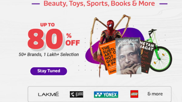 Upto 80 % off on Beauty, toys, sports and Books