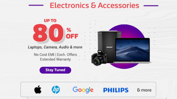 Upto 80% off on Electronics, TVs, accessories