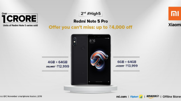 Xiaomi Redmi Note 5 Pro gets a price cut as sales cross 1 crore units Xiaomi Redmi Note 5 Pro gets a price cut as sales cross 1 crore units