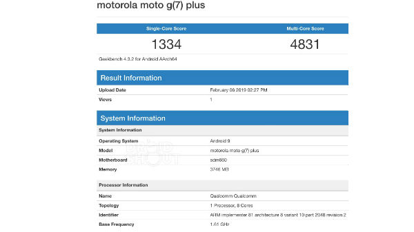 Moto G7 Plus with Snapdragon 660 listed on GeekBench