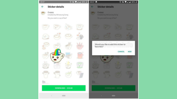 WhatsApp for Android lets you download individual stickers