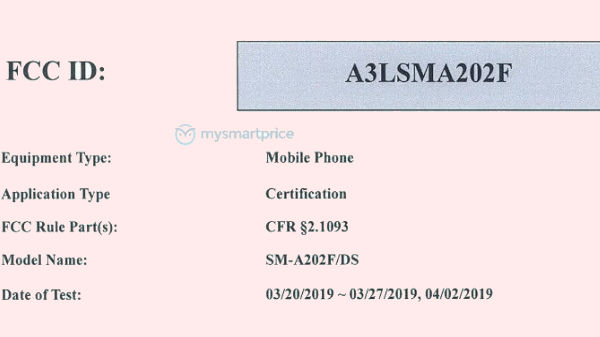 Samsung Galaxy A20e gets FCC certificatied with 5.84-inch HD+ display