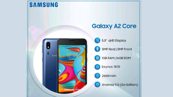 Samsung Galaxy A2 Core officially launched for Rs 5290: Android Go Edition  - Gizbot News
