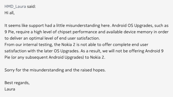 Bad News For Nokia 2 Smartphone Owners