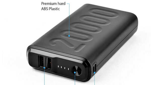 Ambrane 20000mAh Lithium Polymer Power Bank (Stylo-20K, Black)