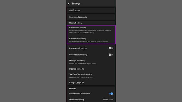 Delete Watch History and Search Completely