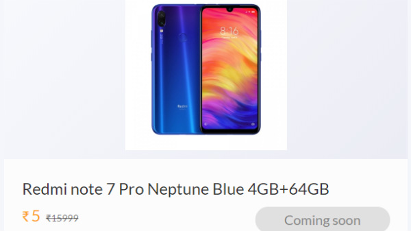 Grab Redmi Note 7 Pro For Rs. 5 (Only 25 Units) Flash Sale