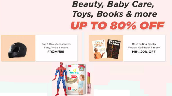 Upto 80% off Beauty, Baby Care, Toys, Books and More 