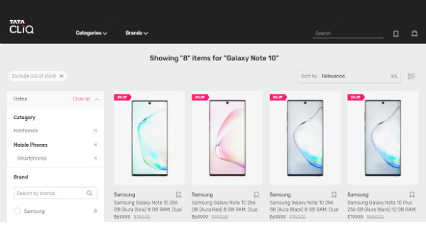 Samsung Galaxy Note 10 And Galaxy Note 10 Plus Pre-Order On Tata CLiQ Luxury