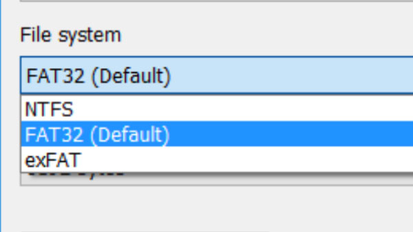 Setting FAT 32 USB Format: 
