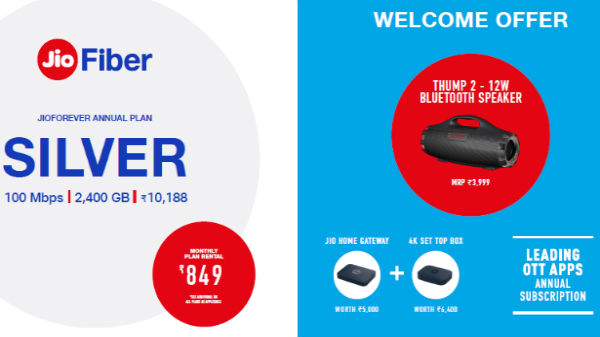 Jio Fiber Rs. 849 Silver Plan